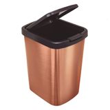 Cesto De Lixo Rose Gold Lixeira 9 Litros Com Tampa Click Multiuso Para Cozinha Banheiro Escritorio Arqplast