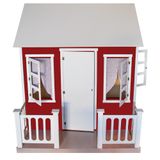 Casinha De Brinquedo Com Cercado E Cortinas Vermelho/branco - Criança Feliz