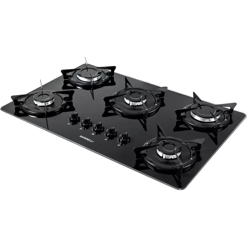 Cooktop 5 Bocas Nardelli Preto – Gás Bivolt – Nv5