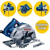 Serra Circular Elétrica Bosch Gks-150 220v 6000rpm 1500w Com Bolsa Para Ferramentas + Disco De 184mm Com Vídea