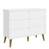 Cômoda Retrô Theo 6 Gavetas Com Pés Em Madeira Mel – Branco