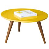 Mesa De Centro Sala De Estar Recepção 60cm Pés Palito Tailân Amarelo - Gran Belo