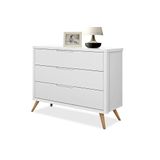 Cômoda Old Clean 3 Gavetas Corrediça Telescópica Mdf Planet Branco