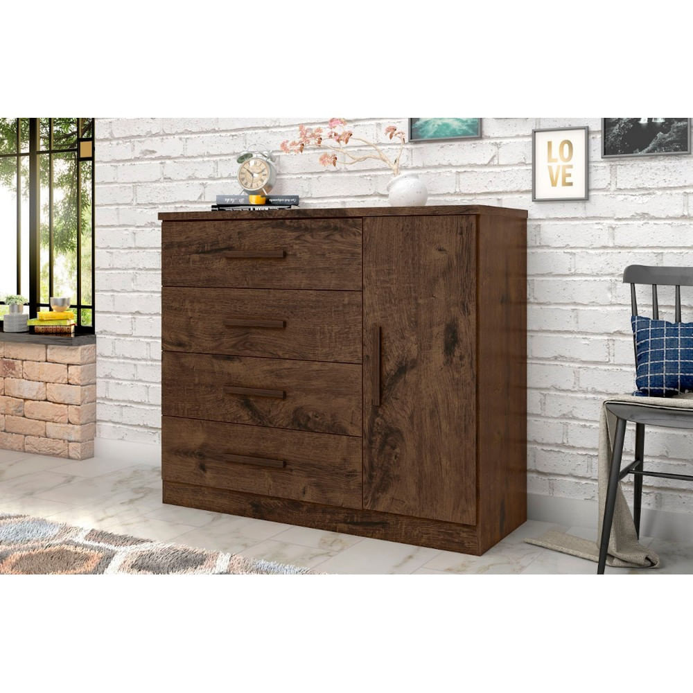 Cômoda Sapateira Genova Plus Com 1 Porta E 4 Gavetas Zanzini