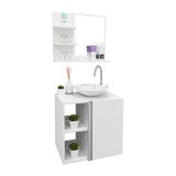 Conjunto Gabinete Para Banheiro Branco E Cuba Com Espelho Harpia
