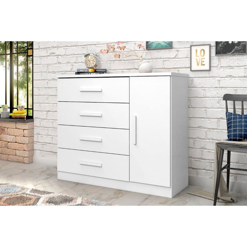 Cômoda Sapateira Genova Plus Com 1 Porta E 4 Gavetas Zanzini