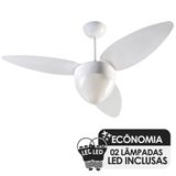 Ventilador De Teto Ventisol Aires Com 02 Lâmpadas Led Inclusas, 3 Pás, Cv3, Branco - 220v