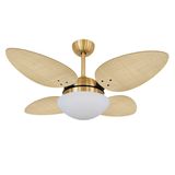 Ventilador De Teto Volare Dourado Pétalo Palmae Natural 220v