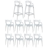 8 Cadeiras + 2 Banquetas Altas Masters Allegra Cinza Claro