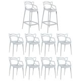 Kit - 8 X Cadeiras + 2 X Banquetas Altas Masters Allegra - Cinza Claro