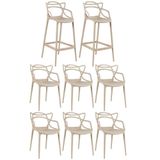 6 Cadeiras + 2 Banquetas Altas Masters Allegra Nude