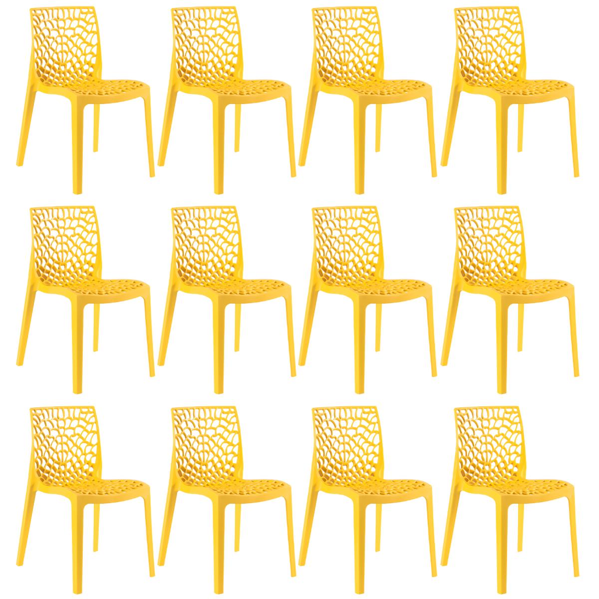 Kit - 12 X Cadeiras Gruvyer - Amarelo