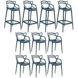 Kit - 6 X Cadeiras + 4 X Banquetas Altas Masters Allegra - Azul Petróleo