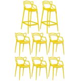 6 Cadeiras + 2 Banquetas Altas Masters Allegra Amarelo