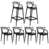 4 Cadeiras + 2 Banquetas Altas Masters Allegra Preto