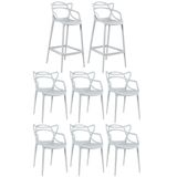 6 Cadeiras + 2 Banquetas Altas Masters Allegra Cinza Claro