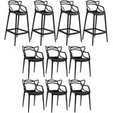 Kit - 6 X Cadeiras + 4 X Banquetas Altas Masters Allegra - Preto