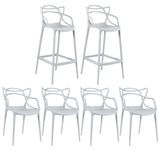 Kit - 4 X Cadeiras + 2 X Banquetas Altas Masters Allegra - Cinza Claro