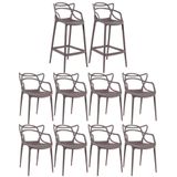 8 Cadeiras + 2 Banquetas Altas Masters Allegra Fendi