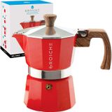 Grosche Milano Stovetop Espresso Maker Moka Pot 3 Espresso Cup - 5oz, Red - Cuban Coffee Maker Stove Top Coffee Maker Moka Italian Espresso Greca Caf