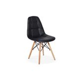 Cadeira Dkr Charles Eames Wood Estofada Botonê - Preta