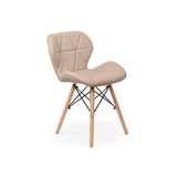 Cadeira Charles Eames Eiffel Slim Wood Estofada - Nude