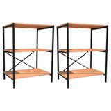 Kit 2 Sapateiras Multiuso Hall De Entrada 60cm 3 Prateleiras Padova Demolição/preto - Artefamol