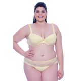 Conjunto Lingerie Plus Size Com Calcinha Faixa Dupla