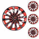 Jogo Calota Aro 13 Passat Cc Red Elitte Preto Vermelho + Emblema Resinado Fiat (palio Uno Punto Linea Strada Idea Siena Fiorino Doblo Mobi Bravo Argo