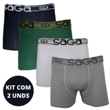 Cueca Boxer Cotton Masculina Kit Com 2 Pçs Box Cores Solidas