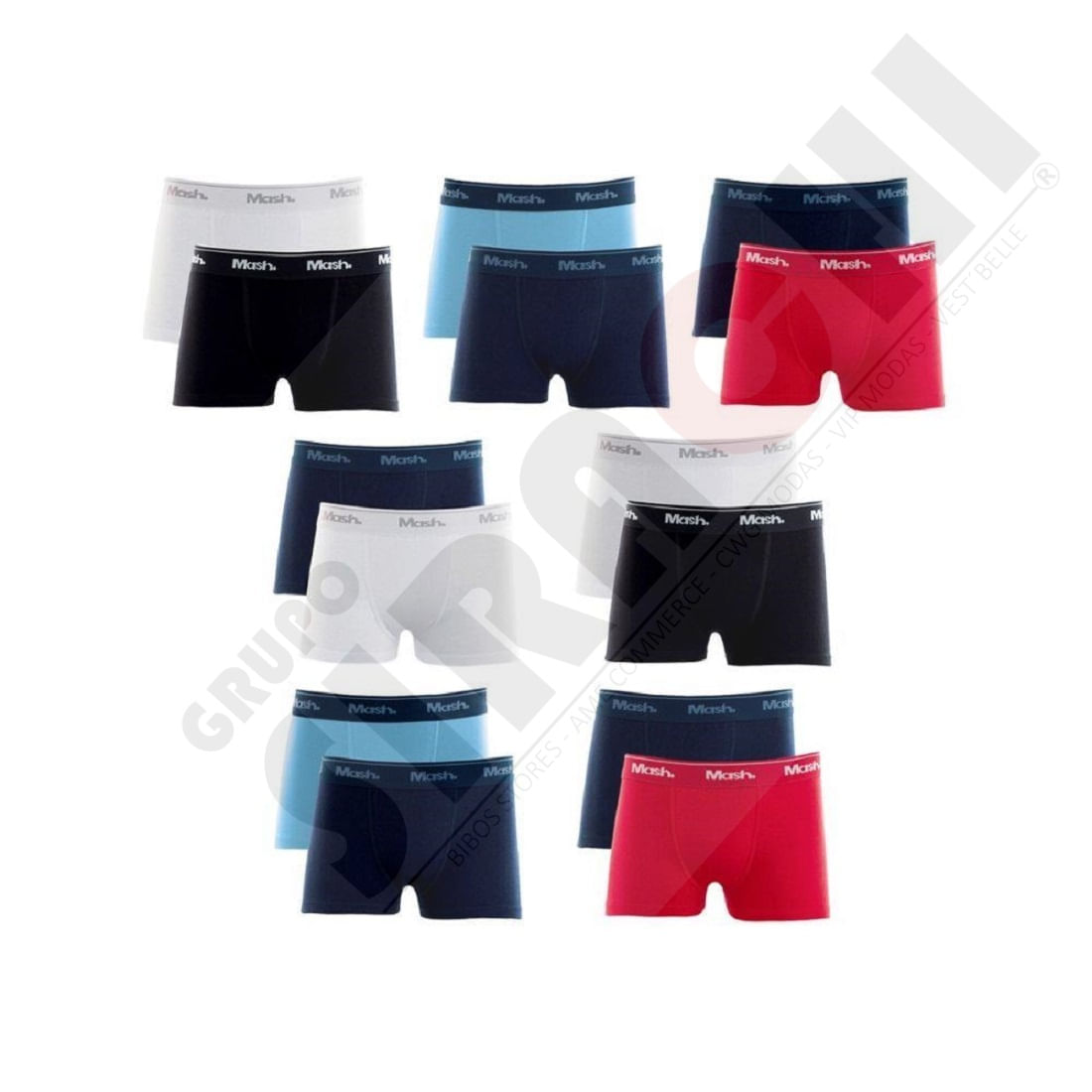 Kit 8 Cuecas Boxer Infantil Mash Algodão Cotton  Mash 110.07