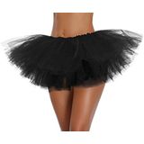 Feminino Teen Adult Classic Elastic 3 4 5 Camadas Tule Tutu Saia (um Tamanho, Preto 5layer)