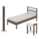 Quarto Solteiro 3 Peças Cm8004 Az1016 Az1018 Qt1 Nogal Branco Tecno Mobili