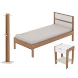 Quarto Solteiro 3 Peças Cm8004 Az1016 Az1018 Qt1 Amendoa Branco Tecno Mobili