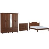 Quarto Casal 3 Peças Madeira Maciça Ouro Q9 Café Fnt