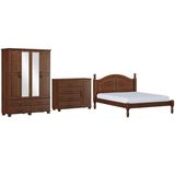 Quarto Casal 3 Peças Madeira Maciça Ouro Q6 Café Fnt