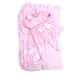 Saída Maternidade Rosa Luxo Para Menina Manta + Macacão + Vestido Luxo