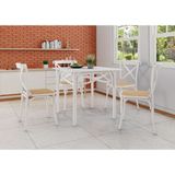 Conjunto de Mesa de Jantar com 4 Cadeiras e Tampo de Madeira Katrina Branco