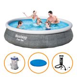 Piscina Inflável Fast Set 7.340 Litros Rattan Com Filtro Capa E Bomba Bestway