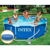 Piscina Intex 4.485 Litros Estrutural Azul Capa Bomba Filtrante