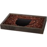 Bandeja De Café Da Manhã Bandeja De Madeira Marrom Escuro Fundo Grãos Stolf 40x25cm