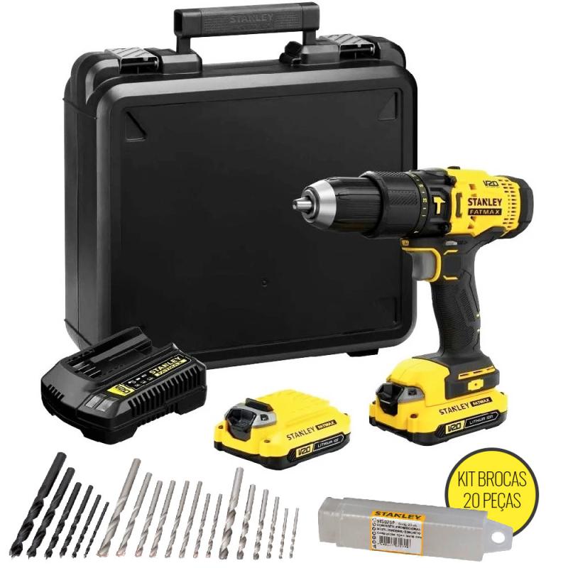 Parafusadeira Furadeira 20v Impacto 1/2 Pol 2 Baterias E Maleta +