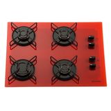 Fogão Cooktop Fornello 4 Bocas Vermelho Automático