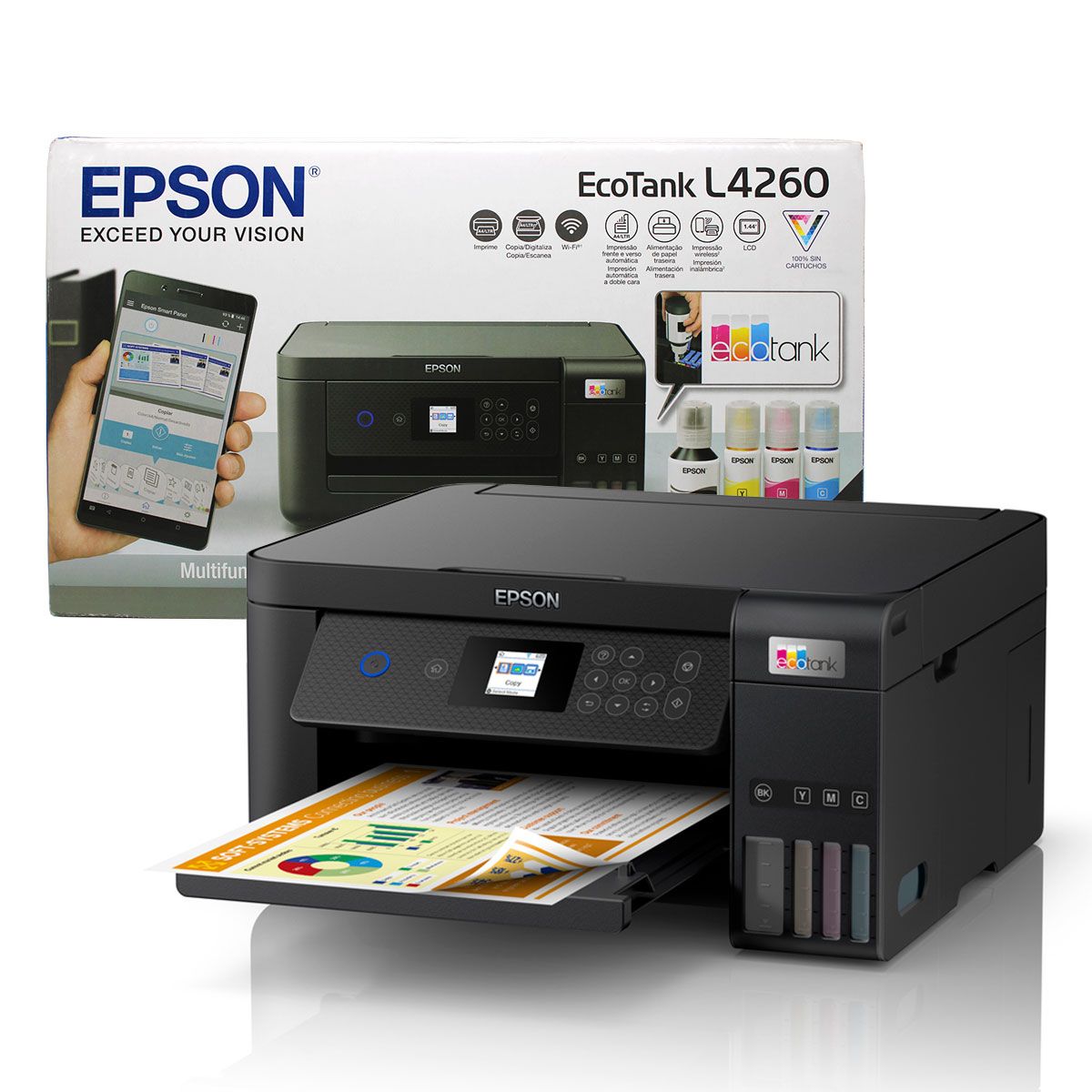 Impressora Multifuncional Epson Ecotank L4260, Colorida, Wi-fi, Usb 2.0, Bivolt, Duplex - C11cj63302