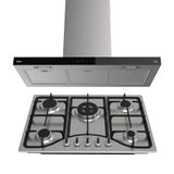 Kit Inox Cooktop A Gás 5 Bocas E Coifa De Ilha 90 Cm Oster -  220v