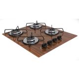 Cooktop 4 Bocas Premium Ultra Chama - Amadeirado Escuro