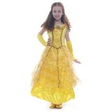 Fantasia Princesa Dourada Vestido Infantil Com Luvas G