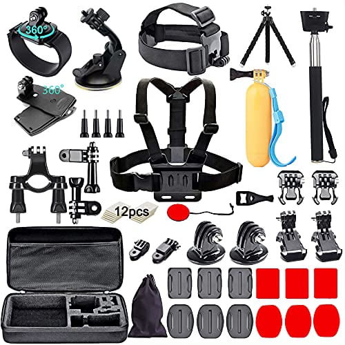 Kit De Acessórios Black Pro Camera Compatível Com Gopro Hero 10 9 8 7, Gopro Max, Gopro Fusion, Insta360, Dji Osmo Action, Akaso, Apeman,