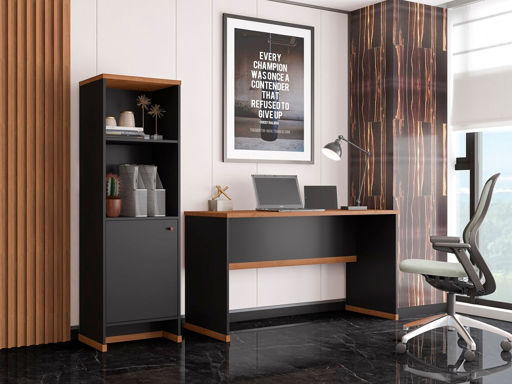 Conjunto Escritório Mesa E Armário Office Berlin - Vianossa
