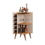 Aparador Com Adega Horizontal Canto Pés Palito Santiago Cor Off White/nature - Comprar Moveis Em Casa